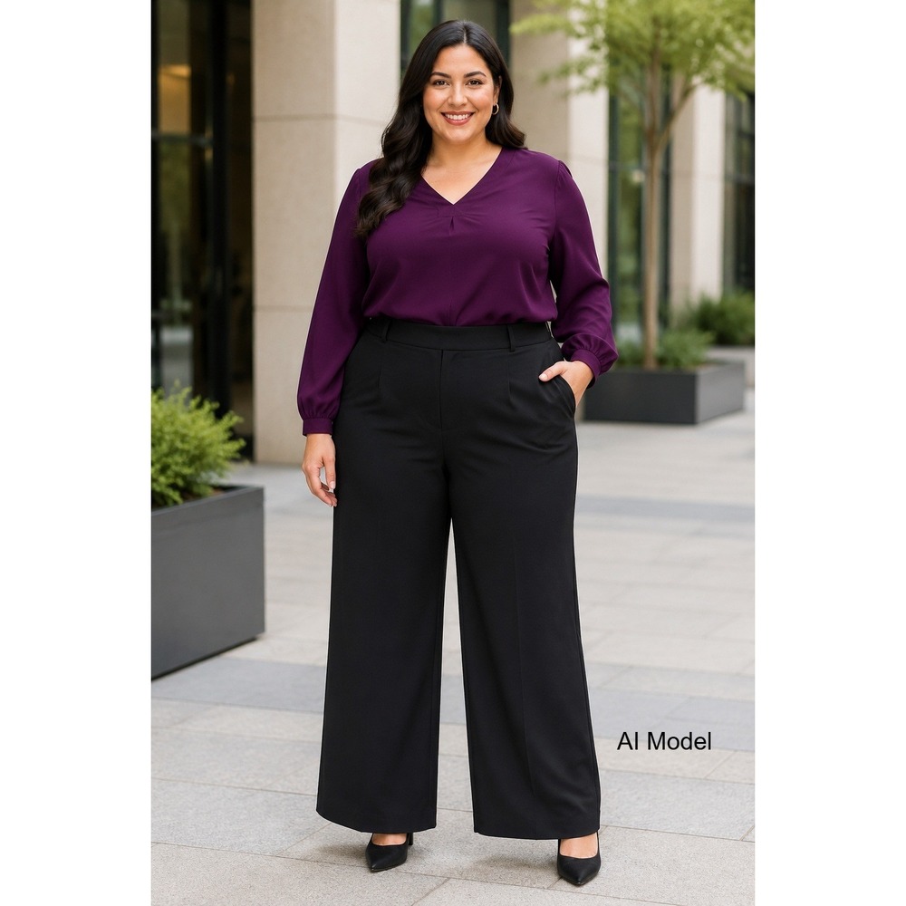 New Lane Bryant Perfect Drape Wide Leg Pants size 26 Black High Rise Plus